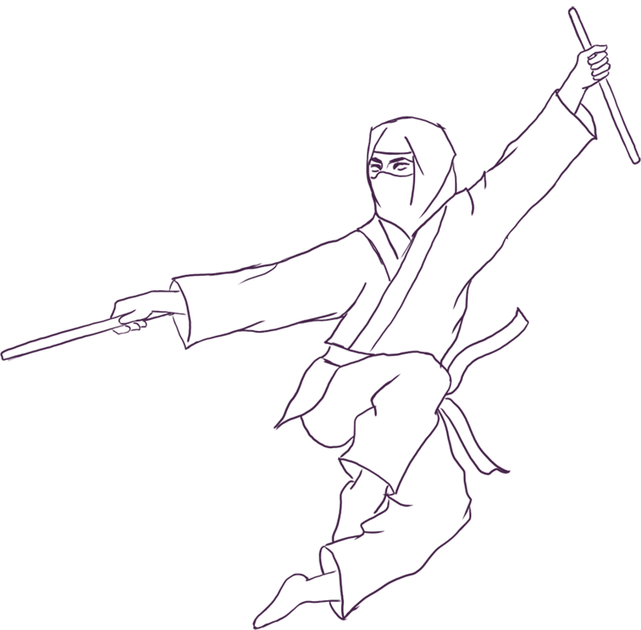 Sketch Jumping Ninja with two sticks