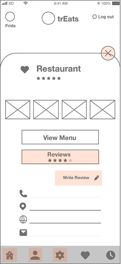 Wireframe Restaurant Detail